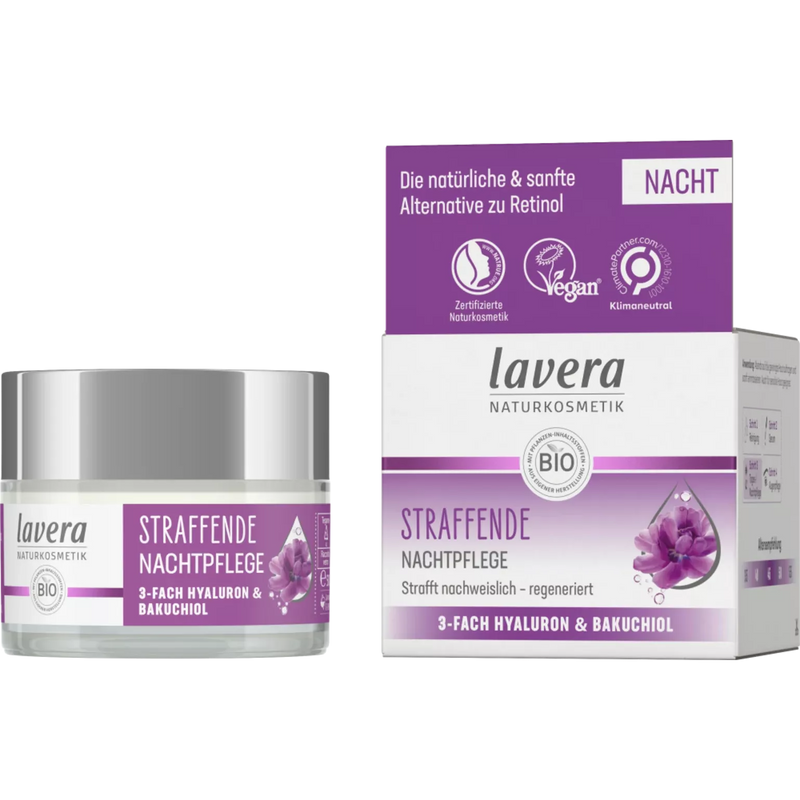 Lavera Nachtcrème Verstevigende Drievoudige Hyaluron & Bakuchiol, 50 ml