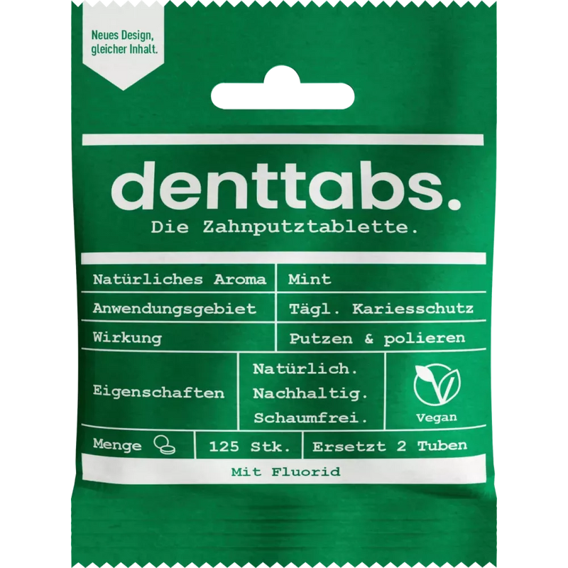 DENTTABS Tandenborsteltabletten met fluoride, 125 stuks