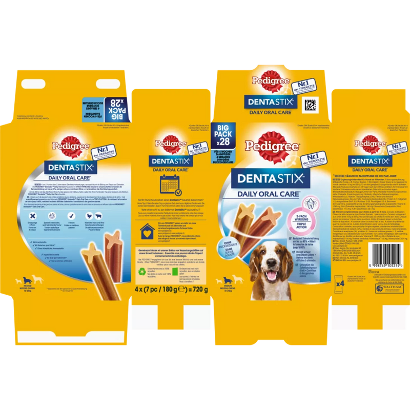 Pedigree Hondensnack, gebitsverzorging DentaStix voor middelgrote honden (28 stuks), 0,72 kg