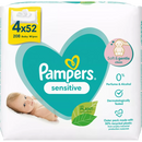 Lingettes humides Pampers Sensitive (4 x 52 pièces), 208 pièces
