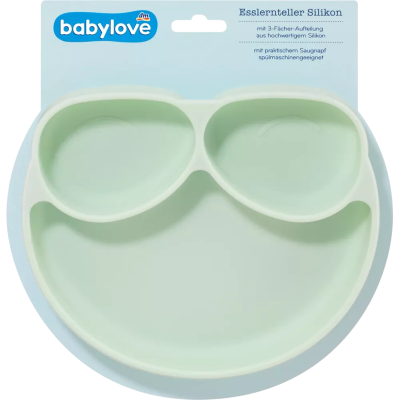 Assiette plate en silicone Babylove Mint, 1 pièce
