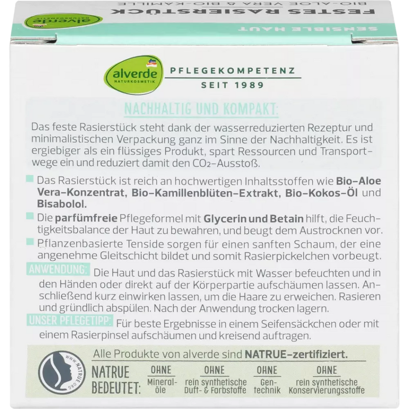 alverde NATURKOSMETIK Scheerstuk Organic Aloë Vera, Organic Kamille, 50 g