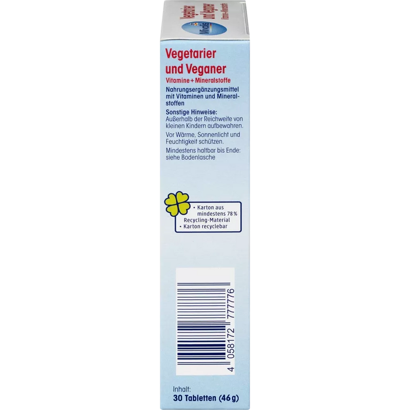 Mivolis Vegetarische en Veganistische Vitaminen + Mineralen, Tabletten 30 stuks, 46 g