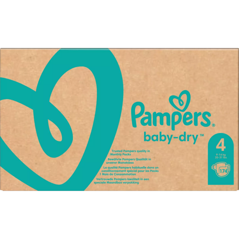 Pampers Luiers Baby-Dry maat 4 Maxi, 9-14 kg, maandbox, 174 stuks