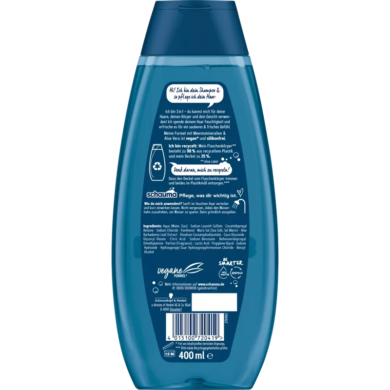 Schwarzkopf Schauma Shampoo Sea Fresh 3in1, 400 ml