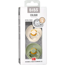 BIBS Sucette Latex, Couleur crème/vert, taille 1, dès la naissance, 2 pièces.