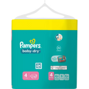 Couches Pampers Baby Dry taille 4 Maxi (9-14 kg), paquet en vrac, 70 pièces.