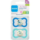 MAM Sucette Air Night silicone bleu/vert, à partir de 16 mois, 2 pièces.