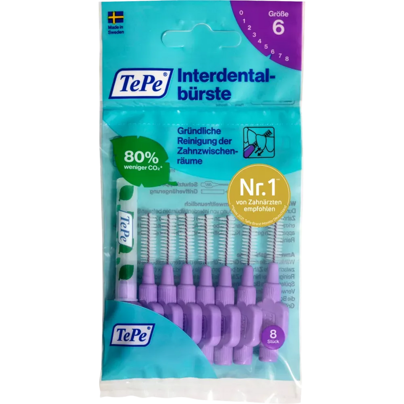 TePe Interdentale ragers violet 1.1mm ISO 6, 8 stuks.