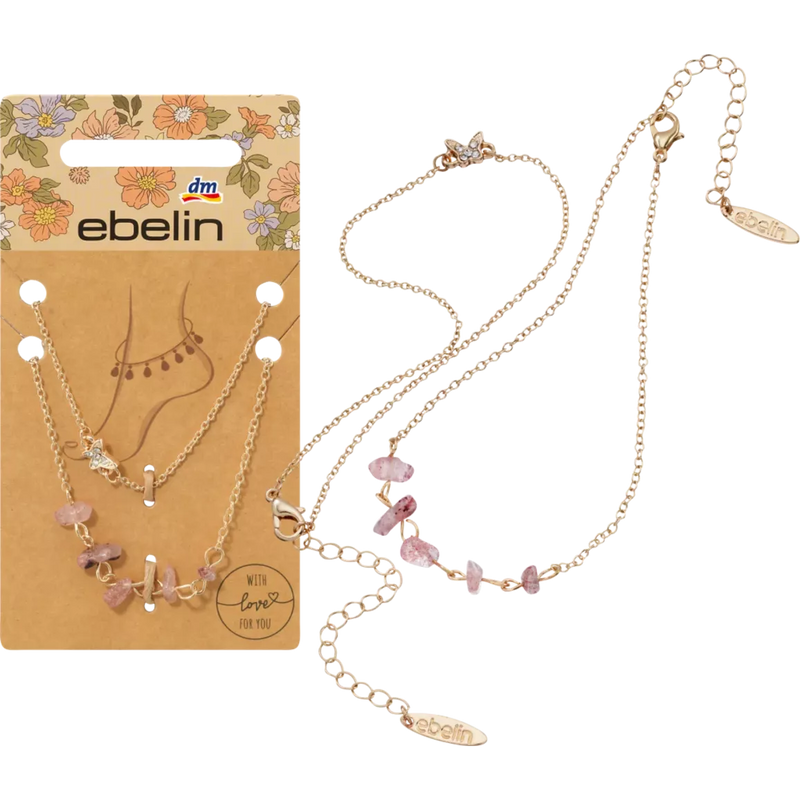 ebelin Bracelet de cheville doré avec pendentif papillon, 2 pièces.