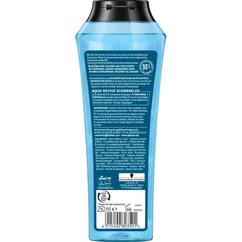 Schwarzkopf GLISS Volume Shampoo Aqua Revive Gewichtloos, 250 ml