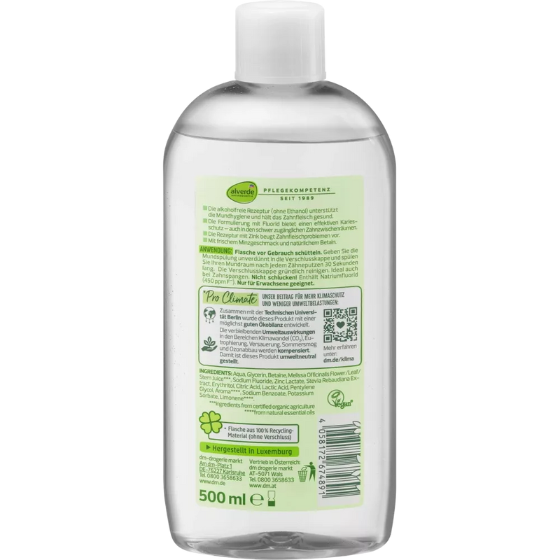 alverde NATURKOSMETIK Pro Climate Mondwater met Biologische Citroenmelisse, 500 ml