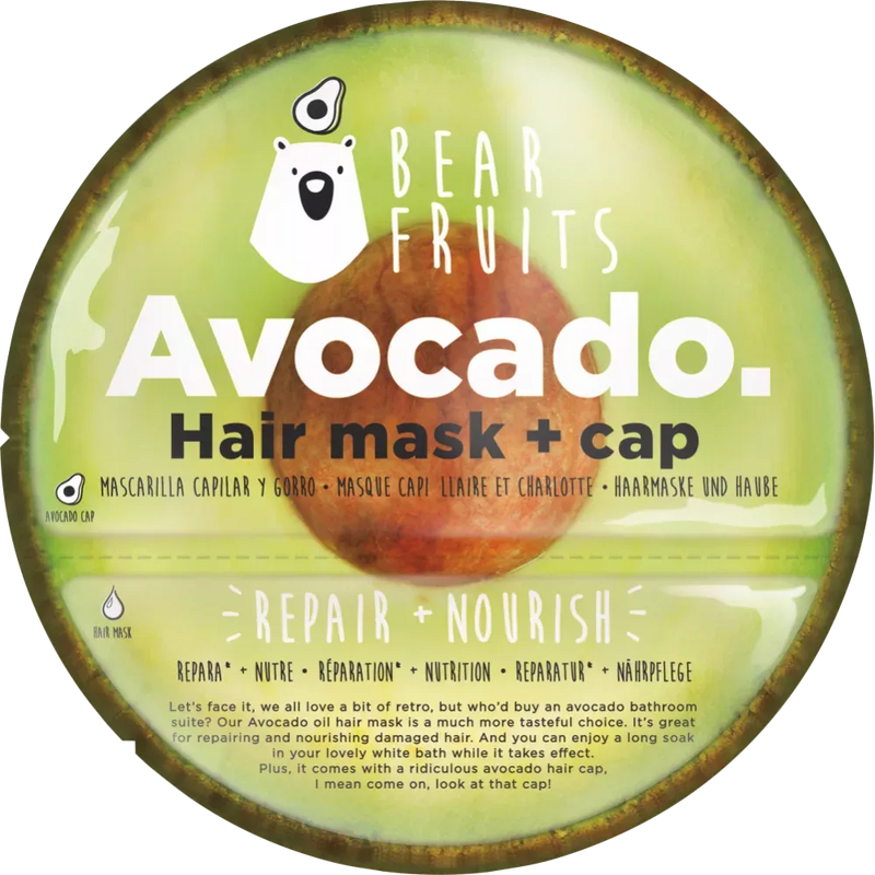 Bear Fruits Haarmasker avocado, Haarmasker + kapje, 20 ml