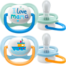 Philips AVENT Fopspeen ultra air silicone, blauw/geel, 0-6 maanden, 2 stuks