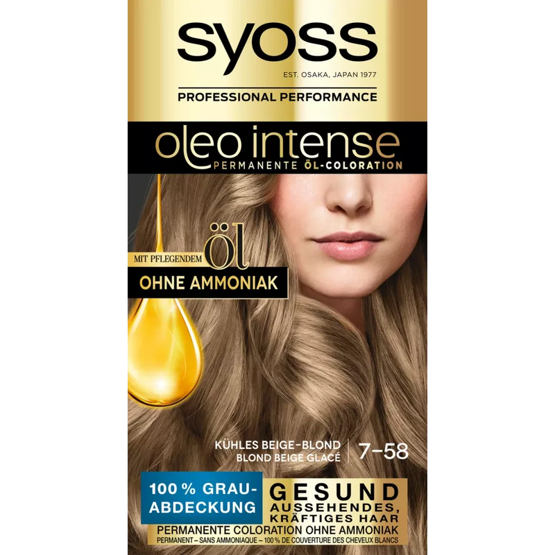 Syoss Oleo Intense Haarkleur Smoky Blondes Cool Beige Blond 7-58, 1 st.