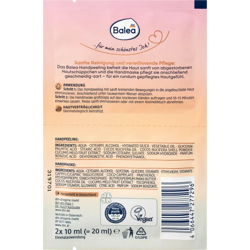 Balea 2in1 Hand Scrub & Masker Honing Meloen, 20 ml