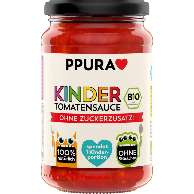 PPURA Tomatensaus voor kinderen, zonder toegevoegde suiker, Sugo, 340 g
