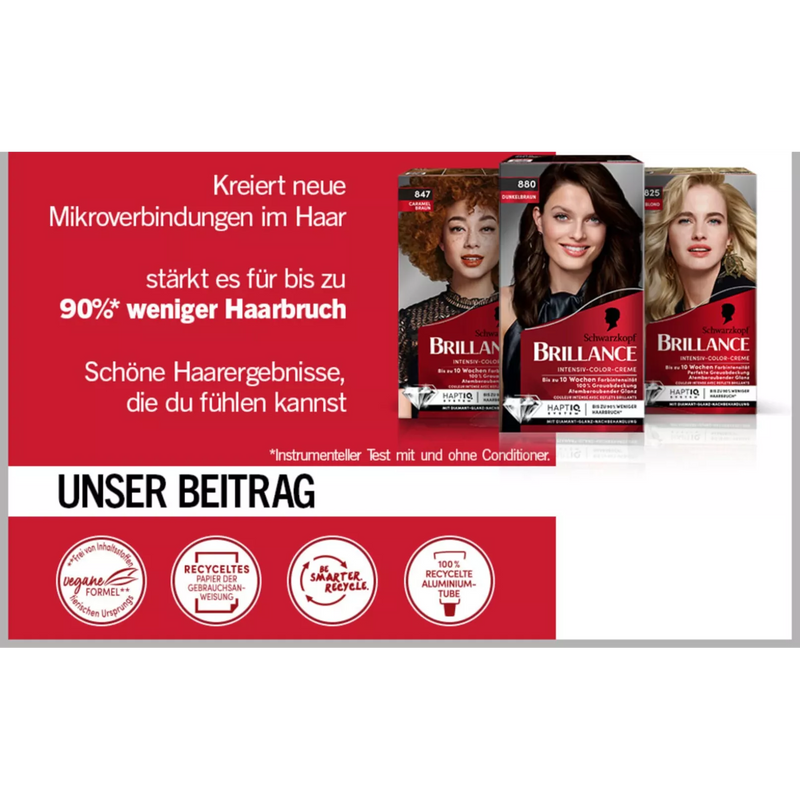 Schwarzkopf Brillance Haarkleur 847 Karamelbruin, 1 st