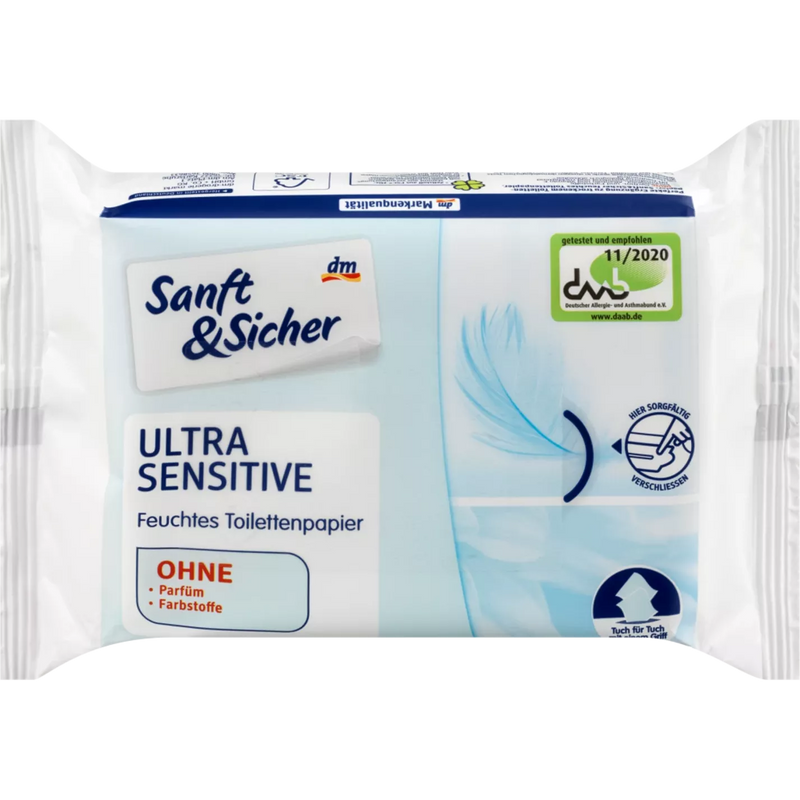 Sanft&Sicher Vochtig toiletpapier Ultra Sensitive, 50 stuks.