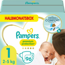 Couches Pampers Premium Protection, taille 1 nouveau-né, 2-5kg, boîte demi-mois, 96 pièces