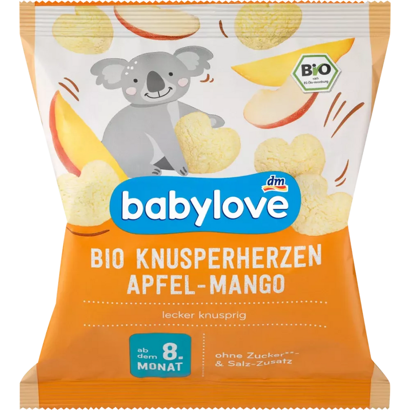 babylove Baby Snack Crunchy Hartjes Appel Mango, vanaf 8 maanden, 30 g