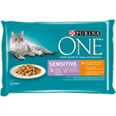 PURINA ONE Nourriture humide pour chats sensibles au poulet et aux carottes, multipack (4 x 85 g), 340 g