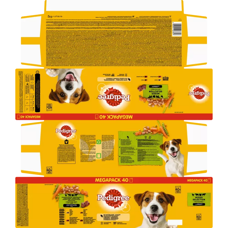 Pedigree honden Natvoer, Volwassen selectie in saus, Multipack, (40 x 100g), 4 kg