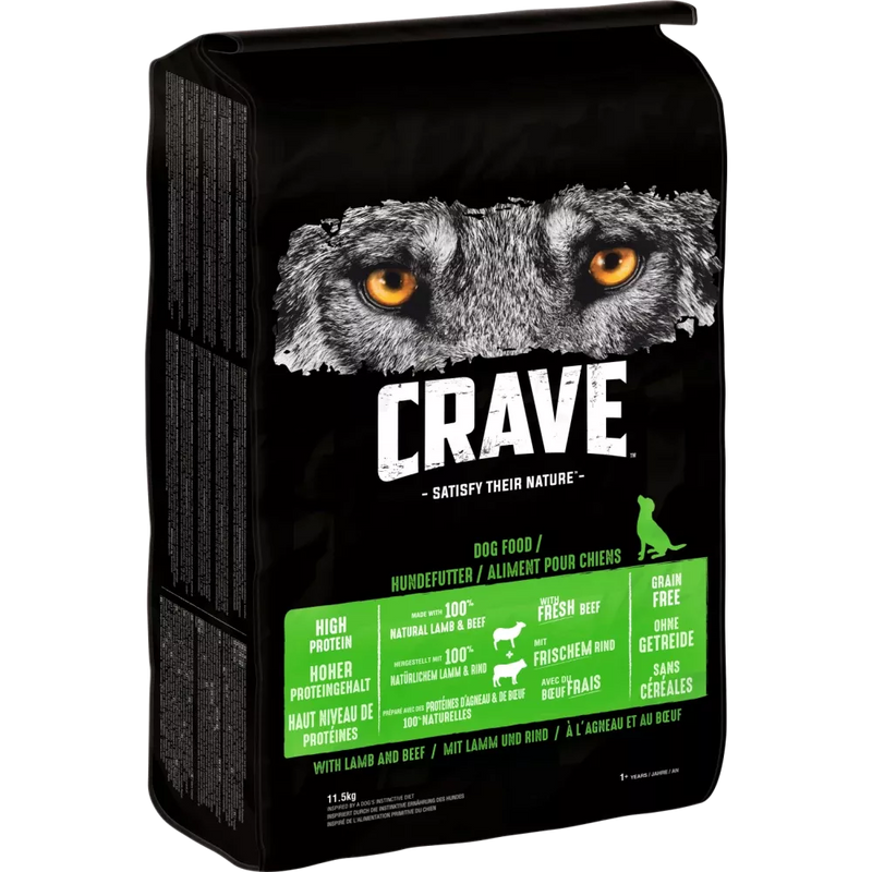Crave Honden Droogvoer, Adult met lam & rund, 11,5 kg