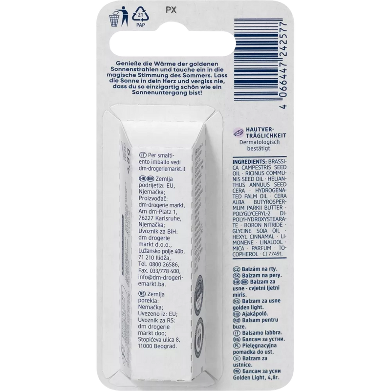 Balea Soin des Lèvres Lumière Dorée, 4,8 g