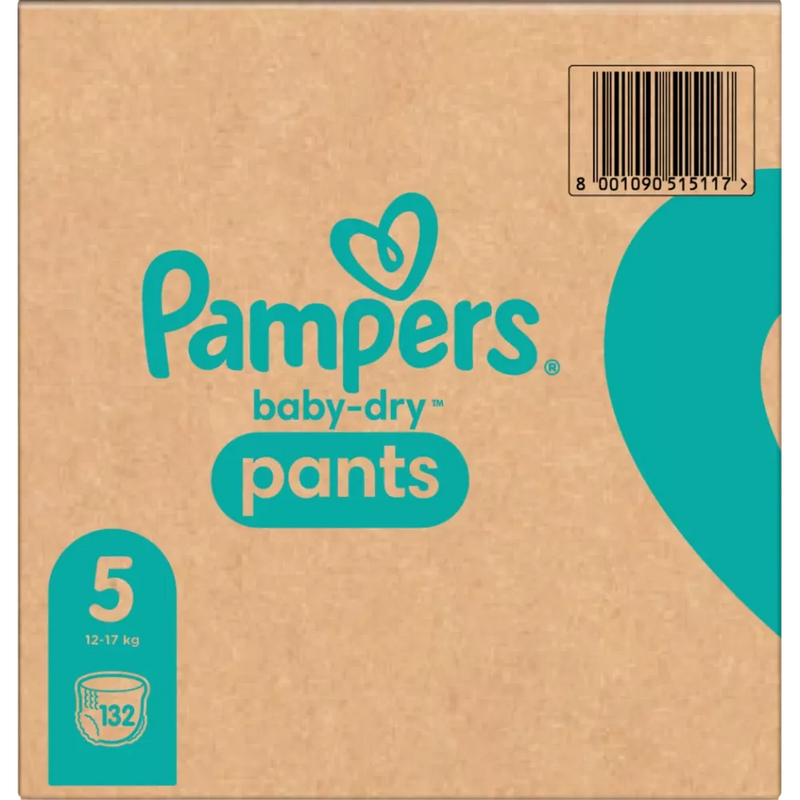 Pampers Broek Baby Dry, maat 5, junior, 12-17kg, maandpakket, 132 stuks