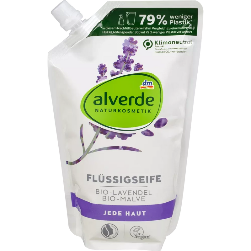 alverde NATURKOSMETIK Vloeibare zeep bio lavendel, bio malve navulverpakking, 500 ml
