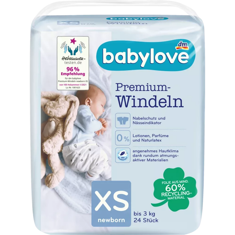 babylove Premium luiers maat XS, Newborn XS, tot 3 kg, 24 st.