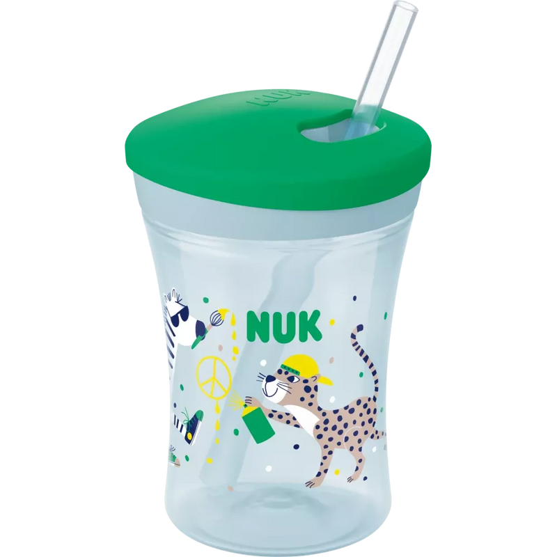 Nuk Fles Evolution Action Cup - baby beker met rietje, groen, 230ml, 1 stuk