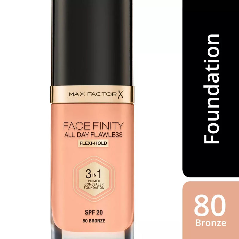 MAX FACTOR Make-up Face Finity All Day Flawless 3in1 Foundation Bronze 80, SPF 20, 30 ml