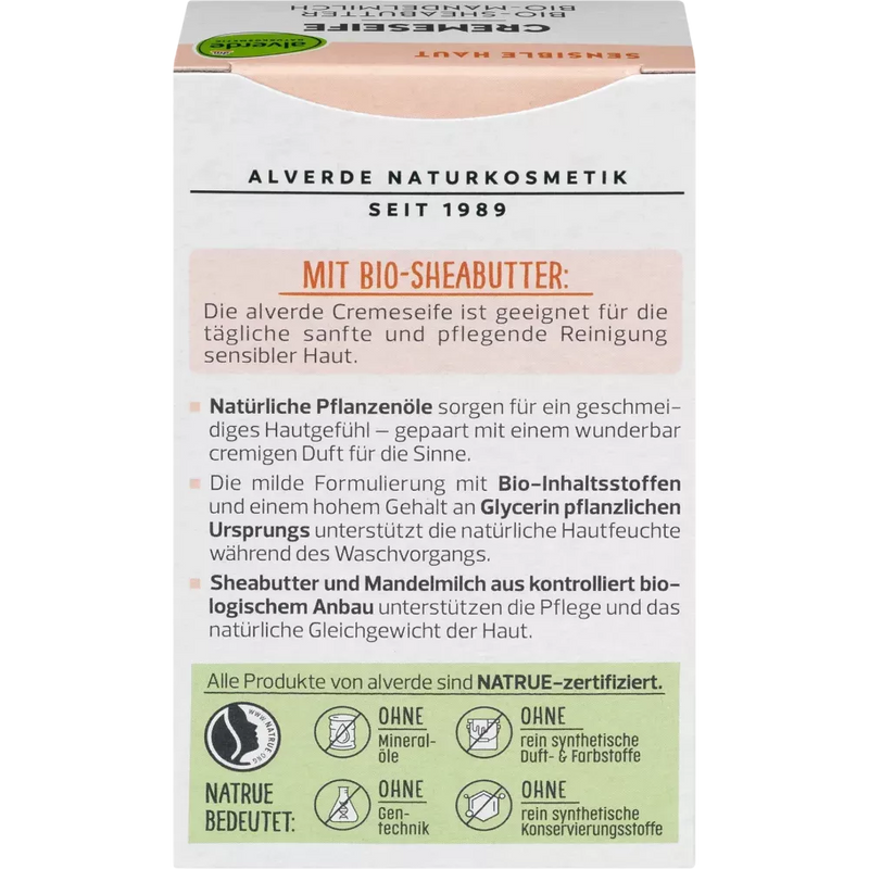 alverde NATURKOSMETIK Crèmezeep biologische sheaboter, biologische amandelmelk, 100 g