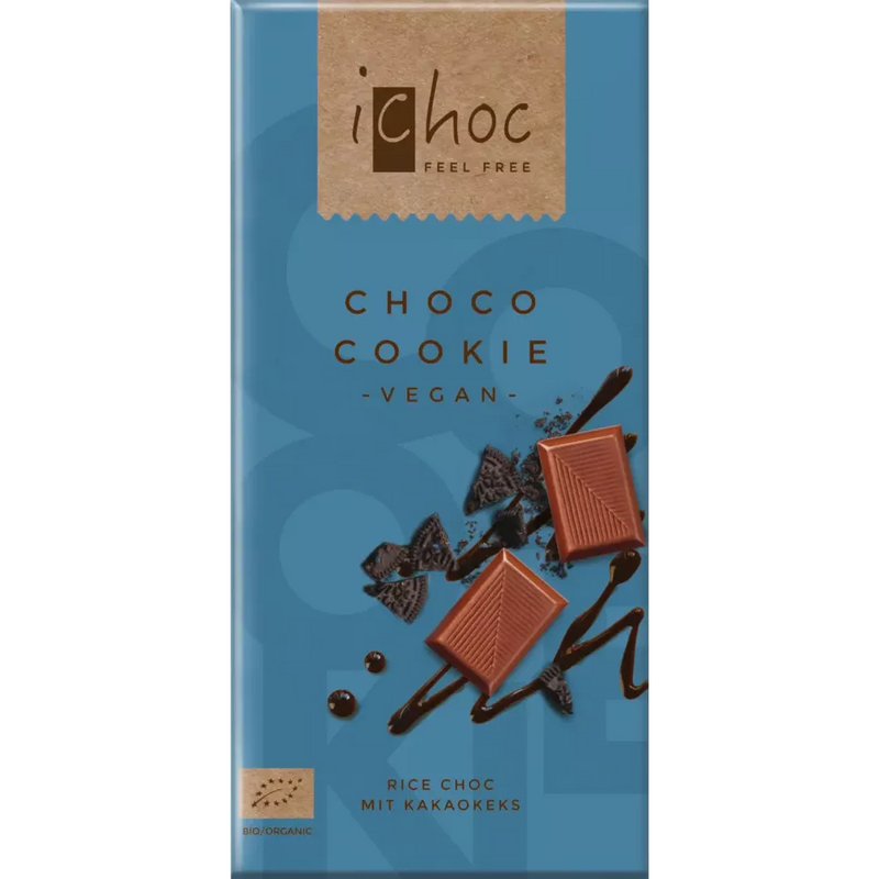 iChoc Chocolade, rijstchocolade met chocoladekoekjes, 80 g
