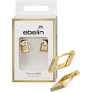 Créoles Ebelin forme carrée avec pierres zircone / bijoux fantaisie plaqué or, 2 pcs.