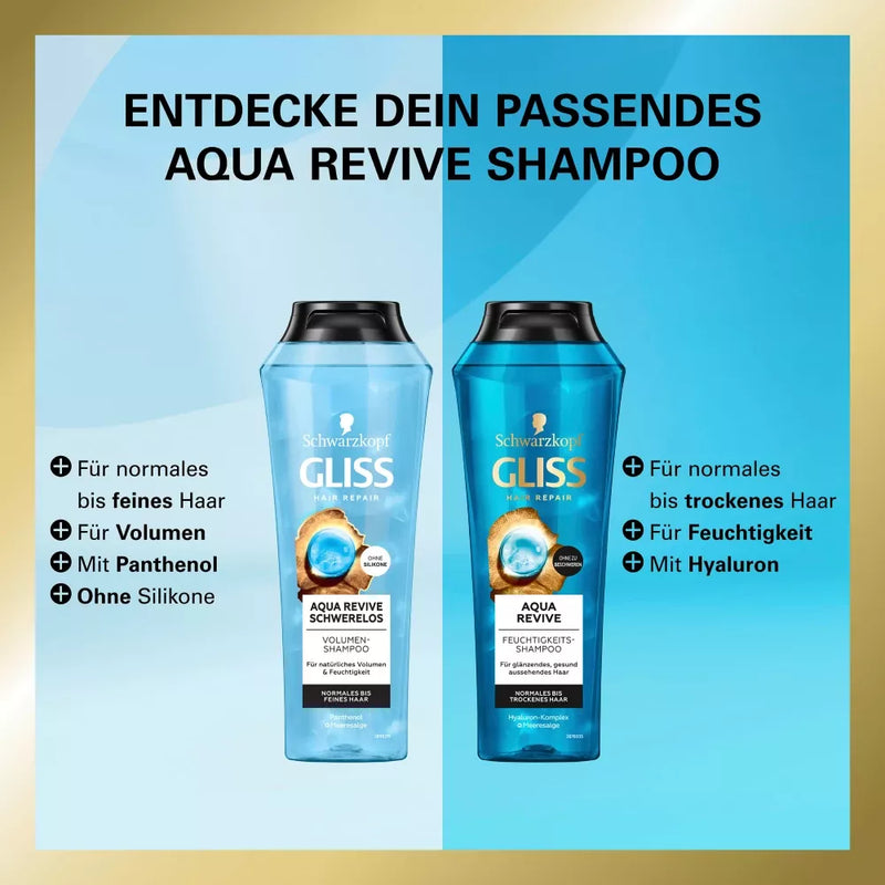 Schwarzkopf GLISS Volume Shampoo Aqua Revive Gewichtloos, 250 ml