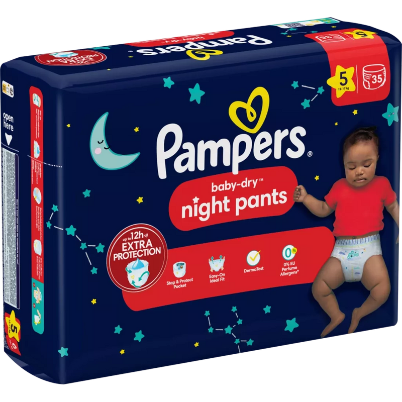 Pampers Babybroekjes nacht Baby Dry maat 5 (12-17 kg), 35 stuks.