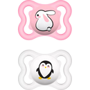 MAM Zuigspeen Supreme silicone, roze/wit, 0-6 maanden, 2 stuks.