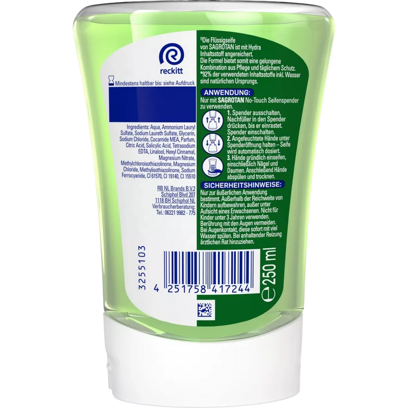 Sagrotan Zeepdispenser No Touch Green Tea & Citrus Summer Nights, Hydra Care navulling, 250 ml
