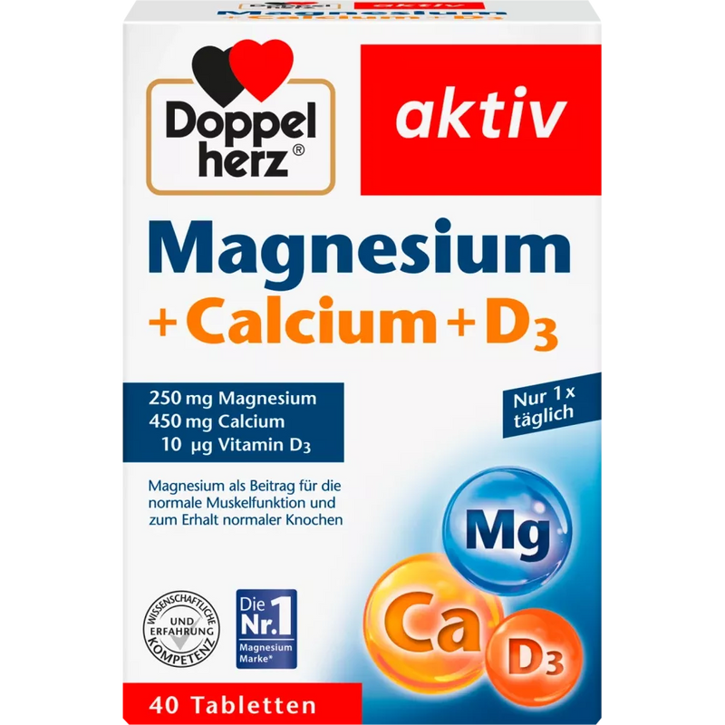 Doppelherz Magnesium + Calcium + Vitamine D3 Tabletten 40 stuks, 79,2 g