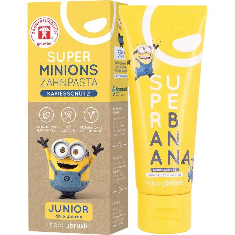 happybrush Tandpasta Kinderen Minions Super Banaan, vanaf 6 jaar, 75 ml