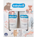 Coffret cadeau babylove avec extrait d'hamamélis biologique, lotion visage et corps 2 en 1 et shampooing et douche 2 en 1, 1 pièce.