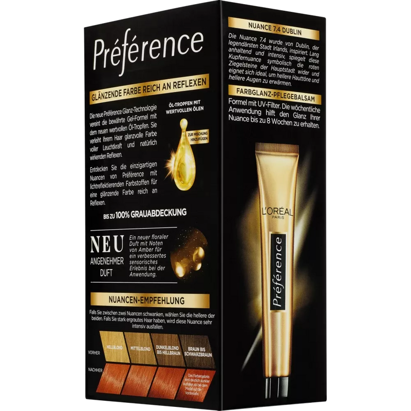 L'ORÉAL PARIS PRÉFÉRENCE Haarkleuring koper blond, 7.4 Dublin, 1 stuk