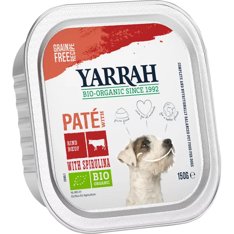 Yarrah Honden Natvoer, Bio Paté met Rundvlees, Multipack (6 x 150g), 900 g