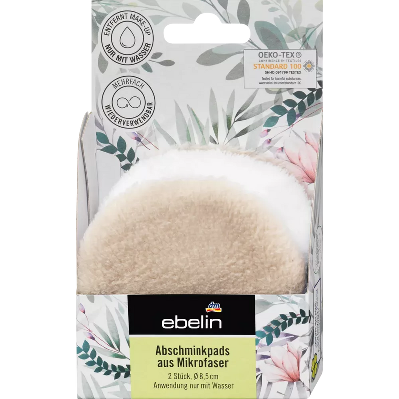 ebelin Microvezel make-up remover pads, 2 stuks.