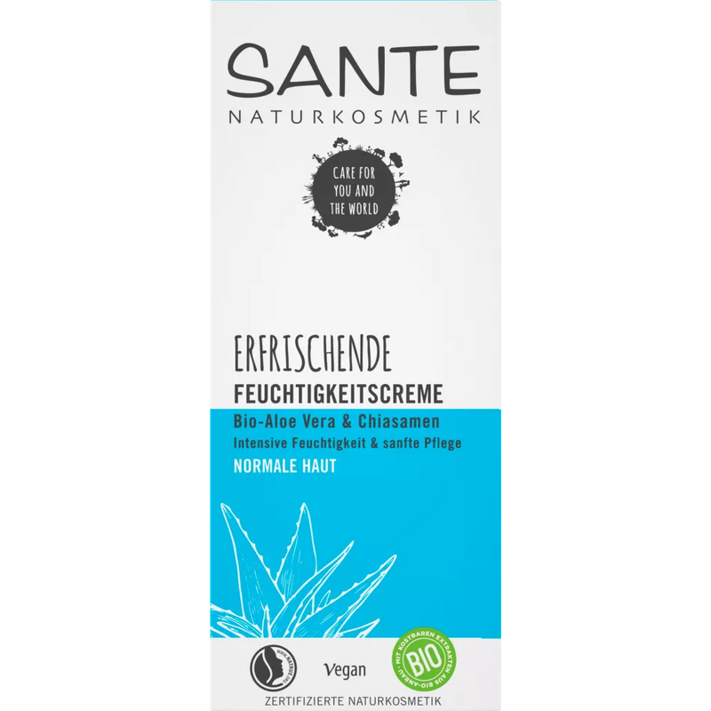 Sante Dagcrème Verfrissende Moisturiser Biologische Aloë Vera & Chia Zaad Extract, 50 ml