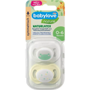 Sucette babylove nature en latex symétrique, jaune/blanc, taille 1, 0-6 mois, 2 pcs.