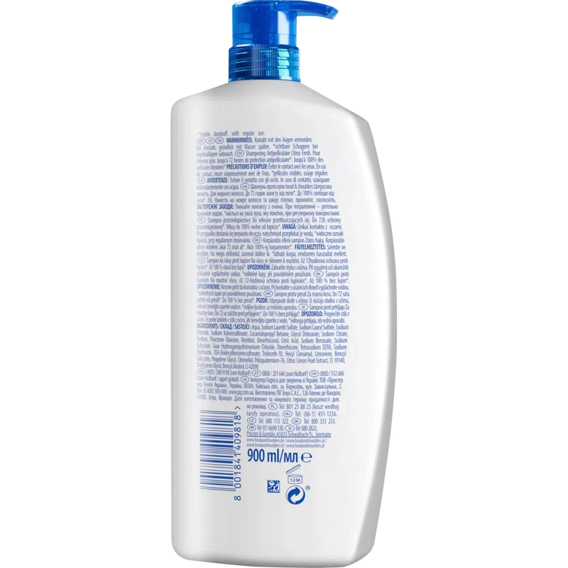 head&shoulders Shampoo anti-roos citrusvrucht fris, 900 ml